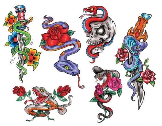Що означає тату змія на руці, кисті, пальці, плечі, шиї, ноги, стегна, спині, животі, лобку, попереку, передпліччях, обличчі, грудях для чоловіків і жінок, у кримінальному середовищі? Татуювання змія: місця розташування, різновиди, ескізи, фото