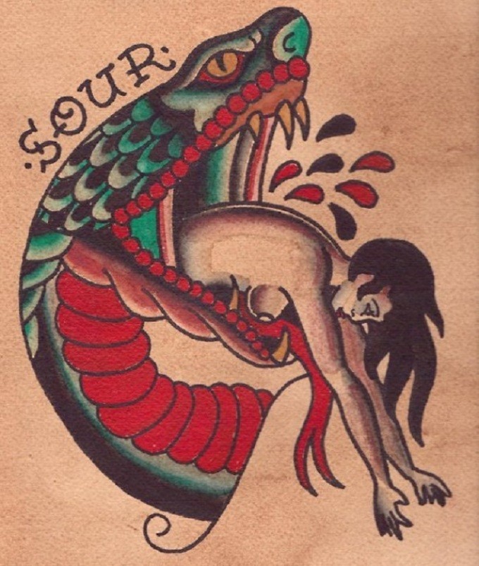 Що означає тату змія на руці, кисті, пальці, плечі, шиї, ноги, стегна, спині, животі, лобку, попереку, передпліччях, обличчі, грудях для чоловіків і жінок, у кримінальному середовищі? Татуювання змія: місця розташування, різновиди, ескізи, фото