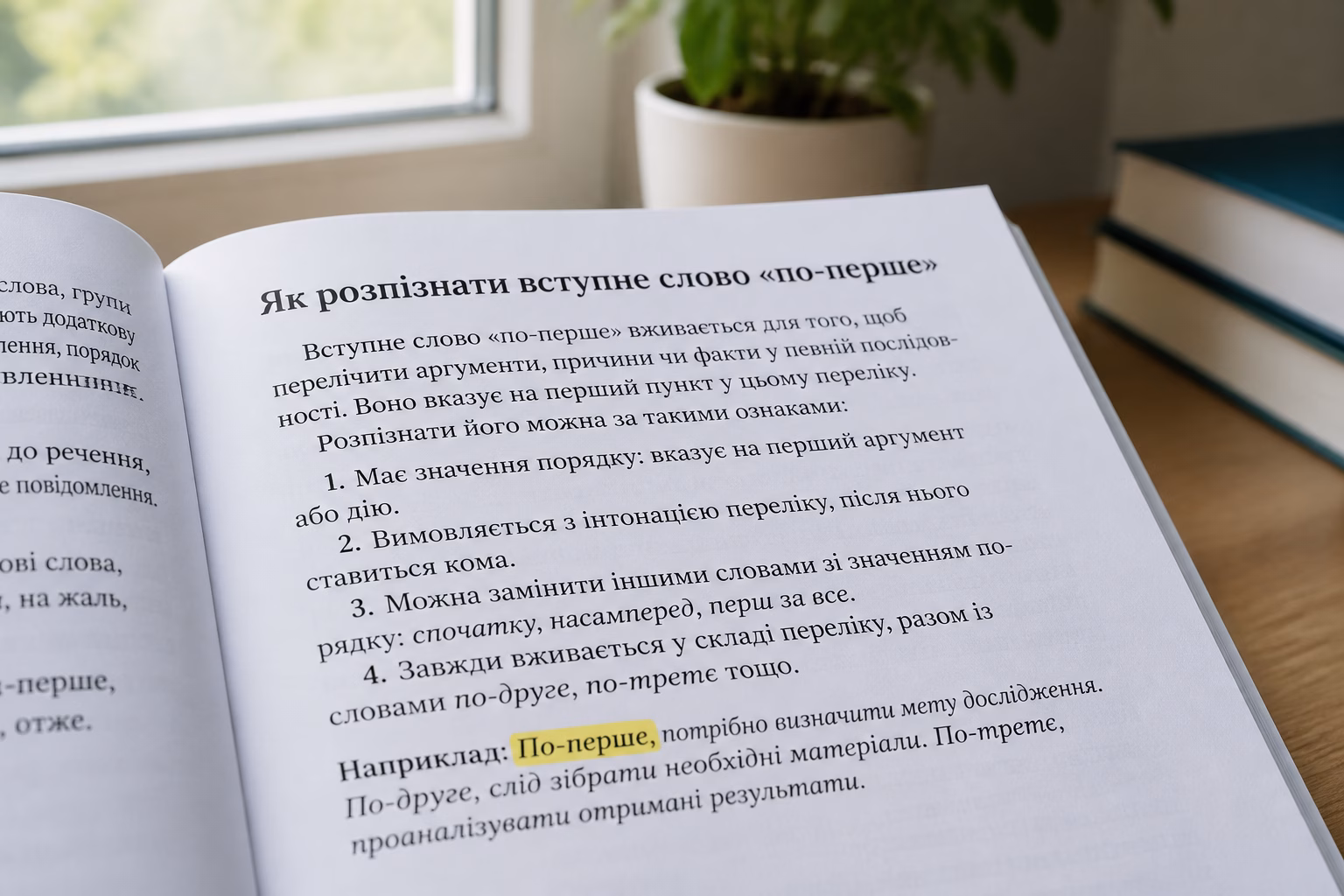 Відкритий підручник з української мови, слово «по-перше» виділене жовтим маркером
