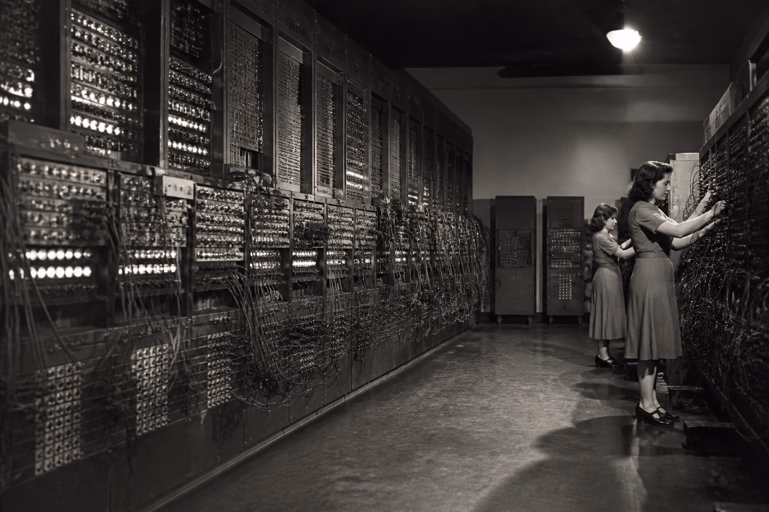 Комп'ютер Eniac, займав цілу кімнату, 1945 рік