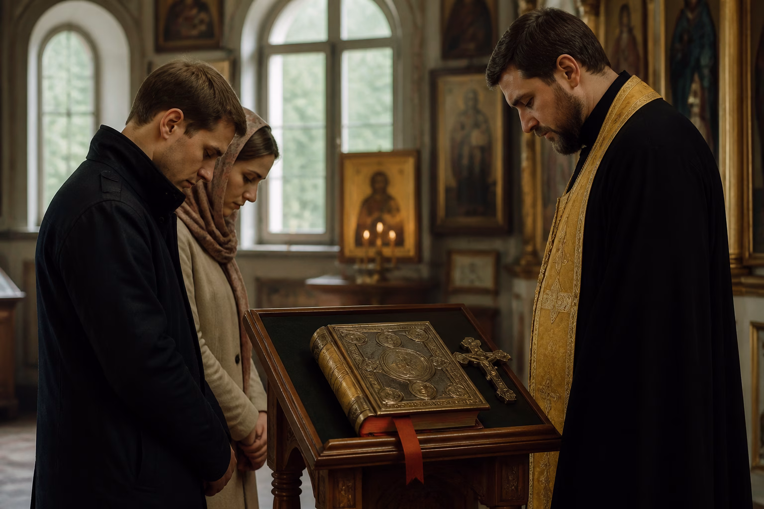 Пара сповідається перед вінчанням