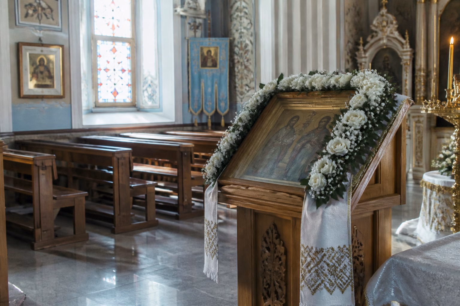 Інтер'єр православної церкви в недільний ранок