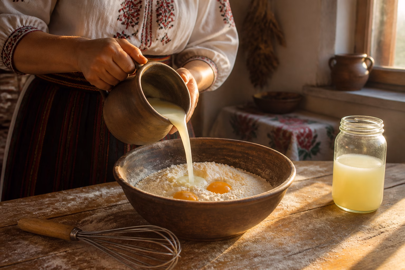 Приготування тіста для млинців на сироватці