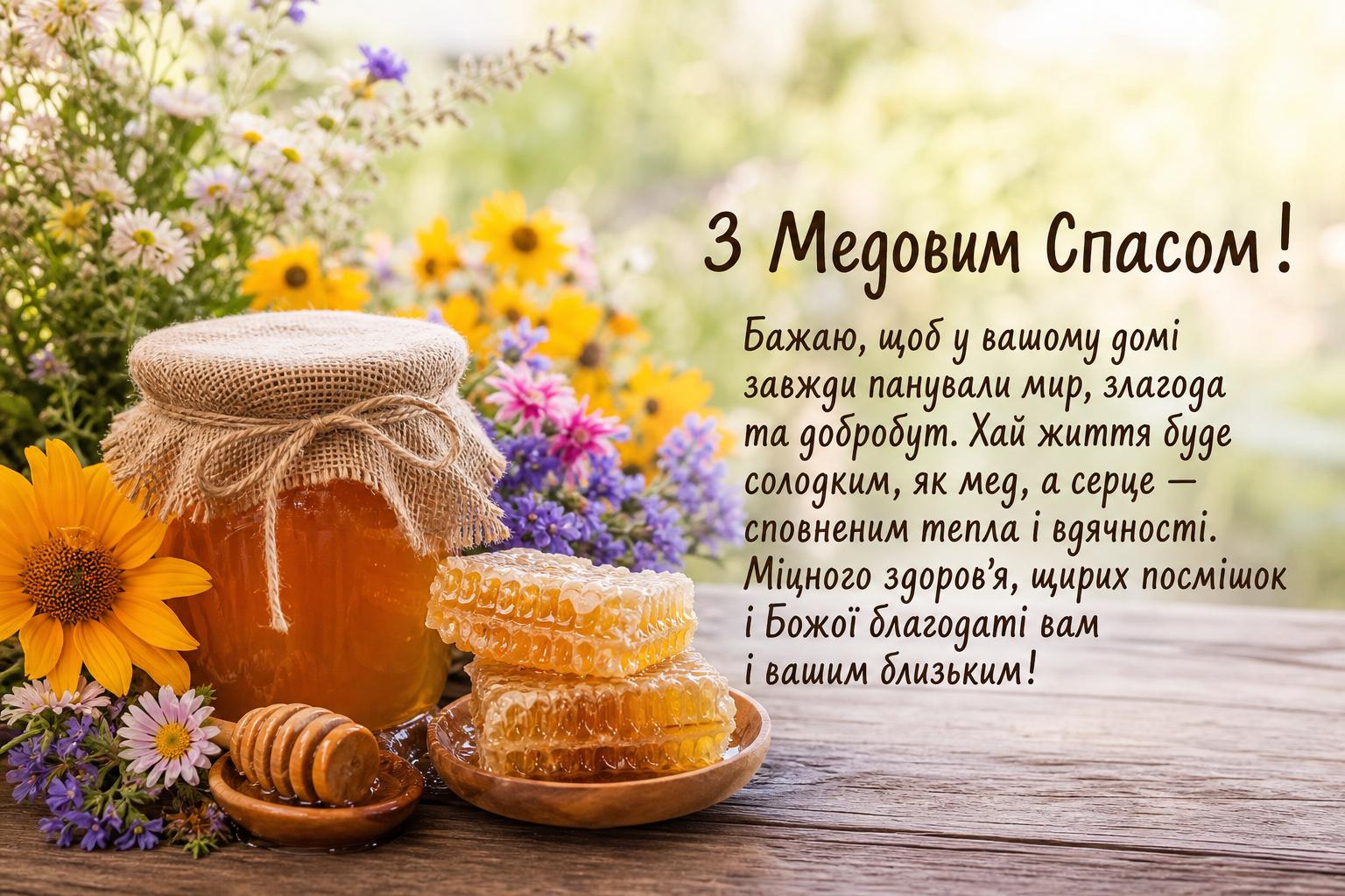 теплі привітання з Медовим Спасом своїми словами