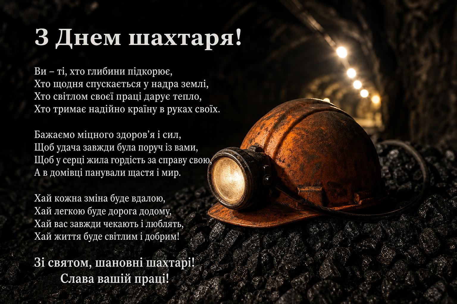 Привітання з Днем шахтаря своїми словами на українській мові. Привітання у віршах