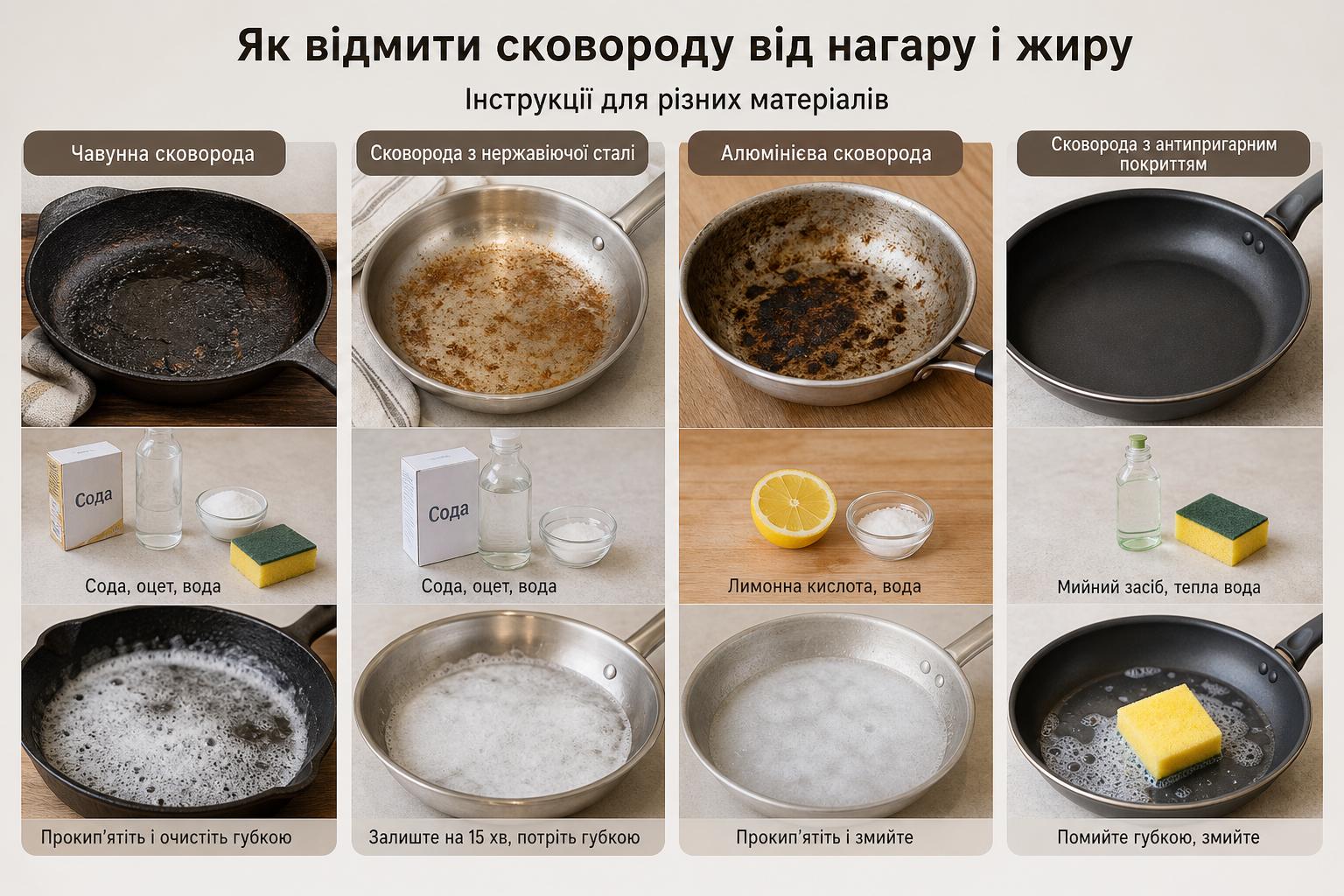 Як відмити сковороду від нагару і жиру. Інструкції для різних матеріалів