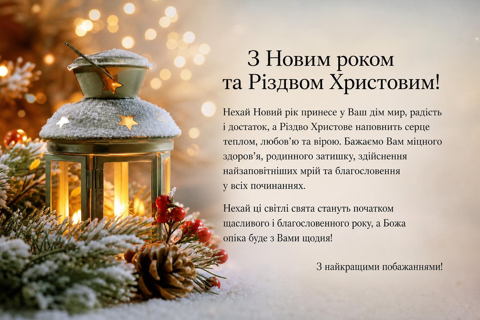Привітання з Новим роком та Різдвом Христовим. Привітання у прозі