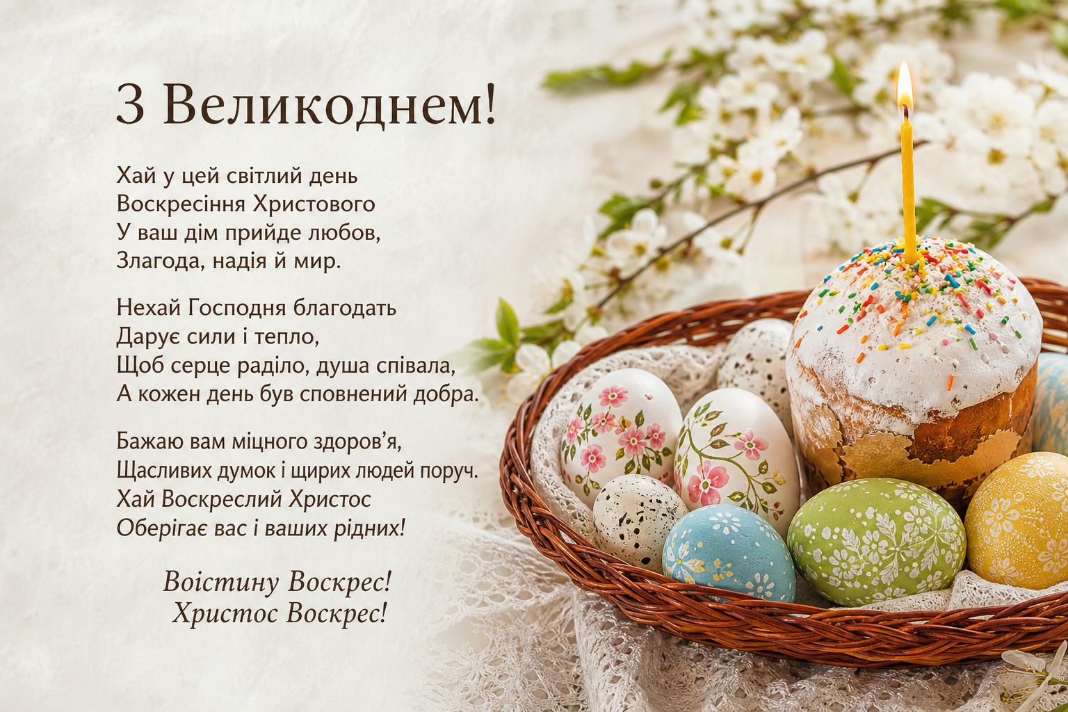 Привітання з Великоднем своїми словами на українській мові. Привітання у віршах