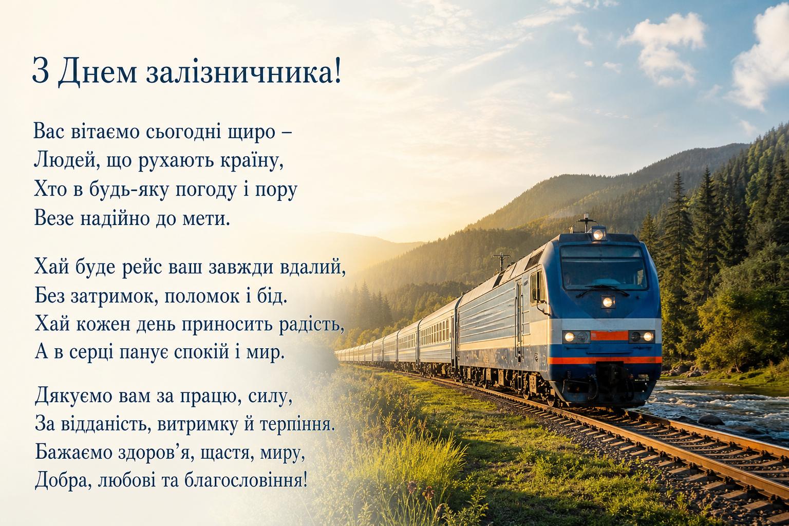 Привітання з Днем залізничника своїми словами на українській мові. Привітання у віршах
