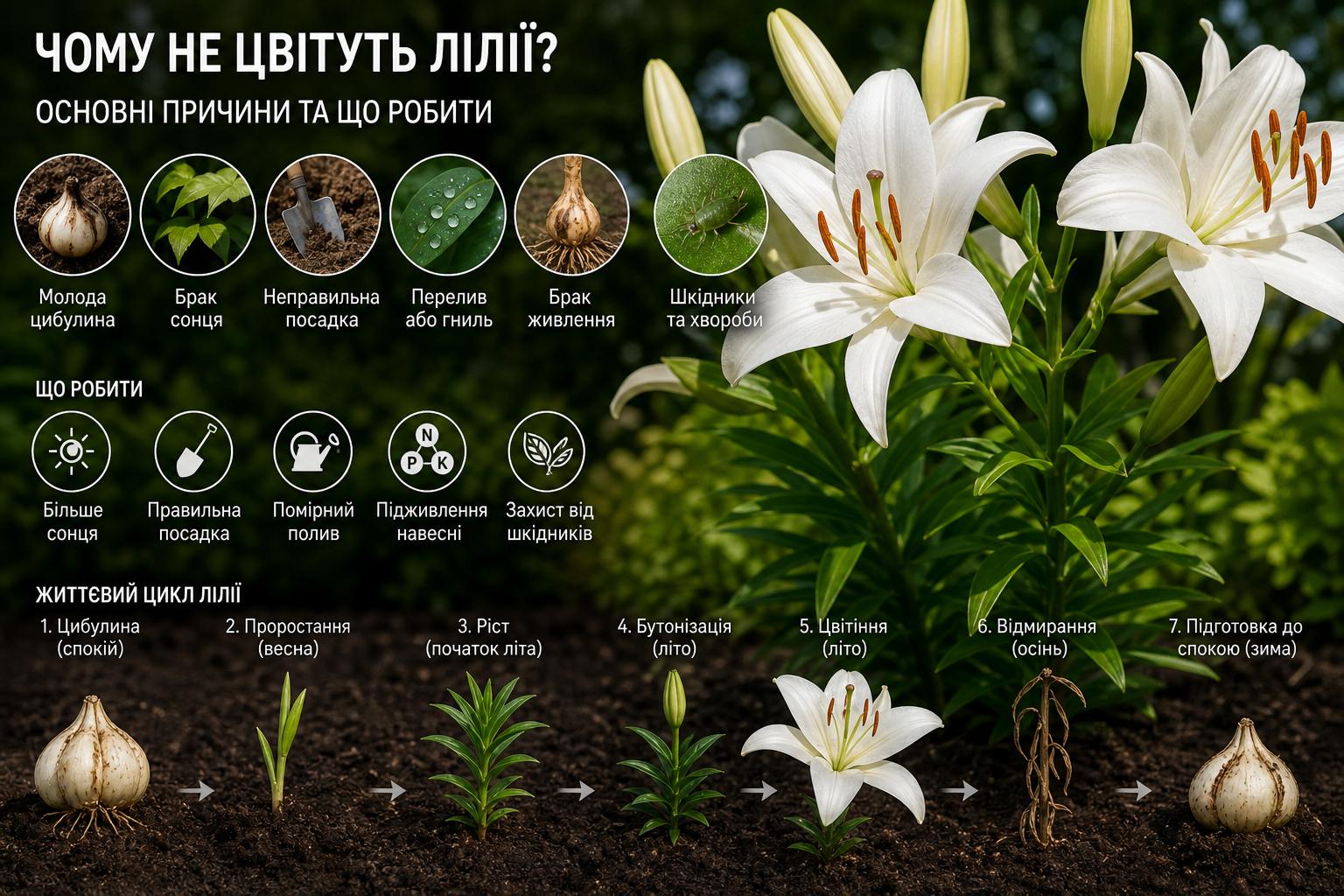 Чому не цвітуть лілії, що робити, основні причини. Життєвий цикл та вікові зміни