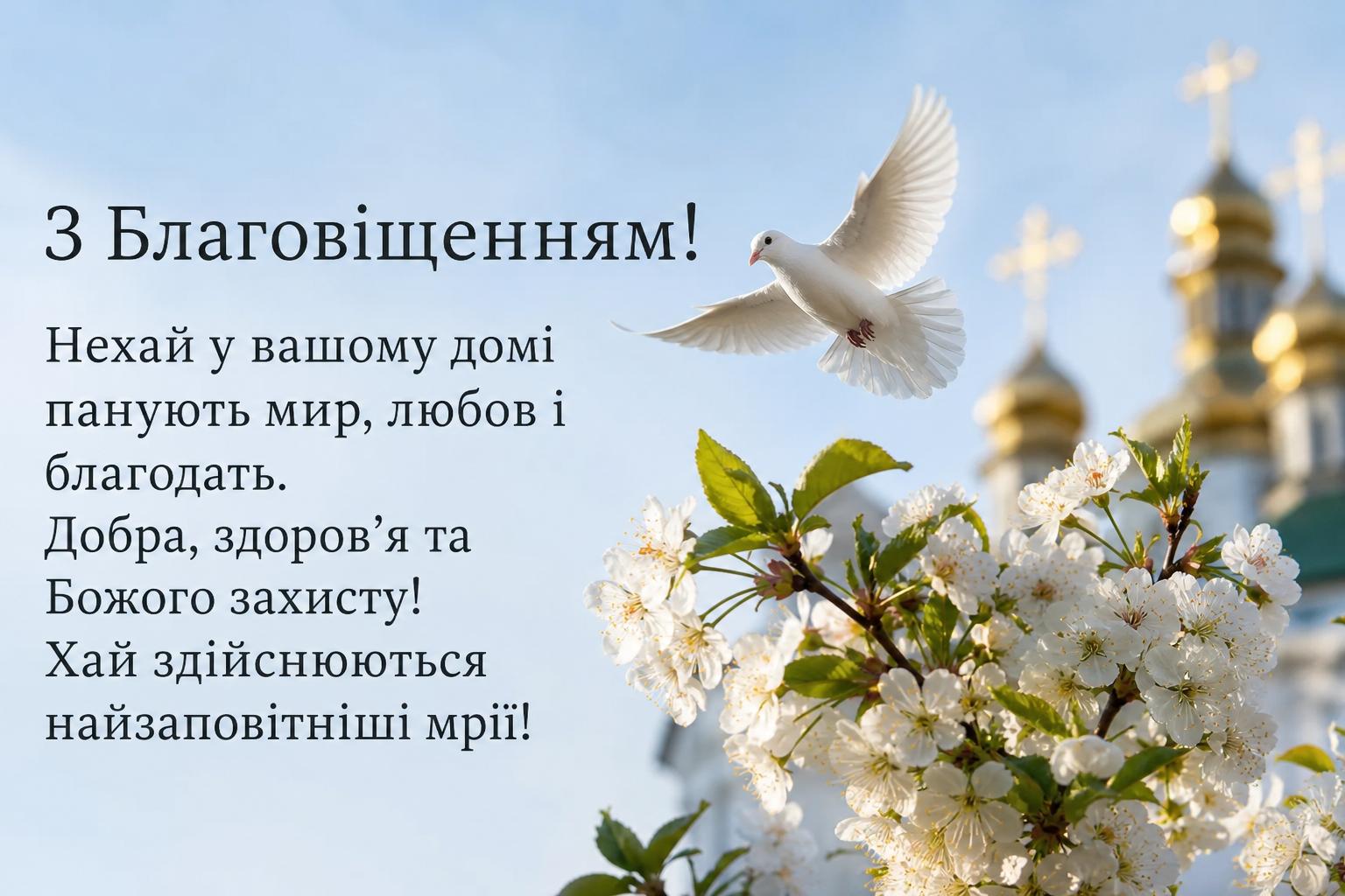 Привітання з Благовіщенням своїми словами на українській мові. Короткі побажання (для SMS)