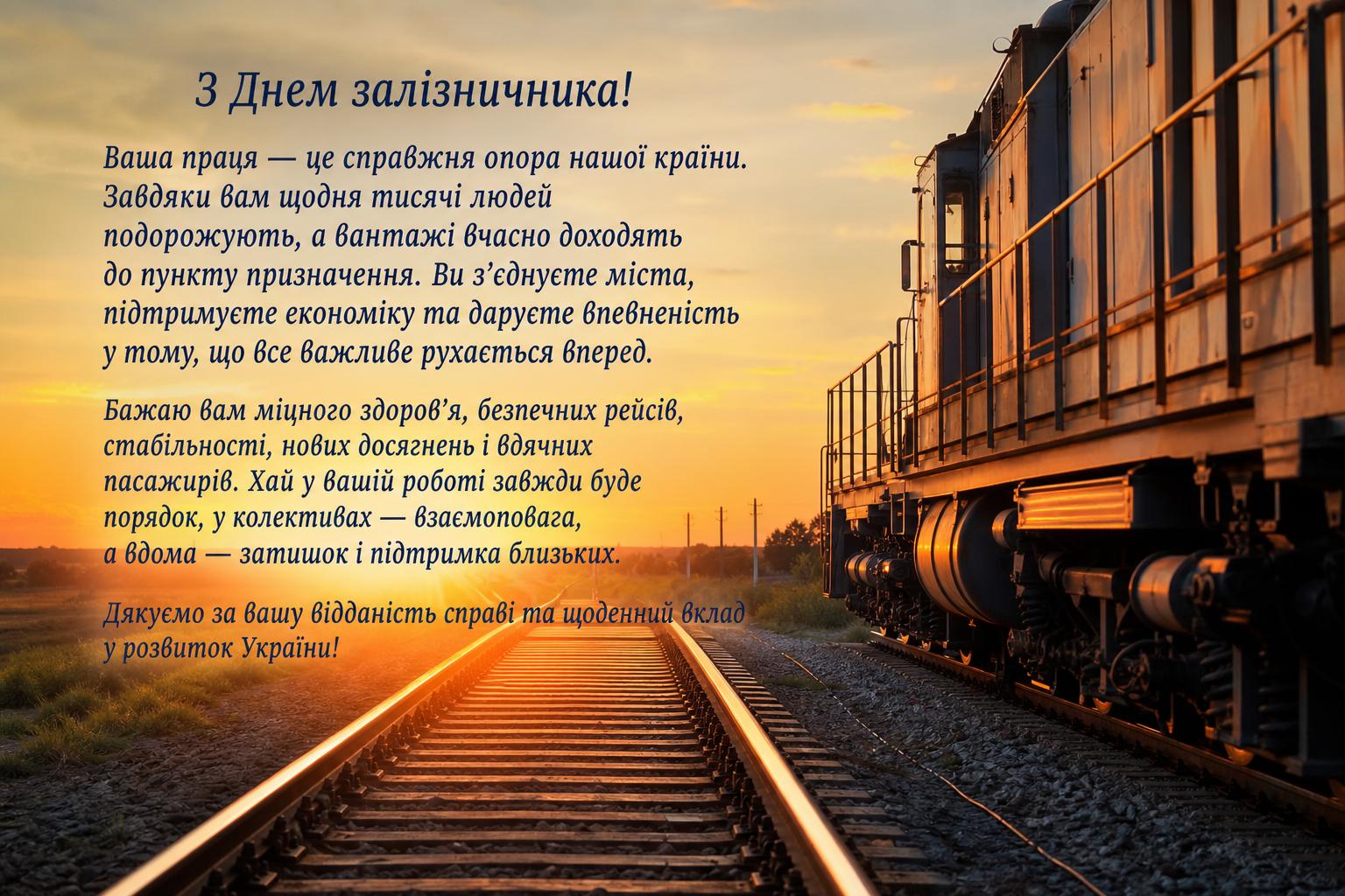 Привітання з Днем залізничника своїми словами на українській мові. Привітання у прозі