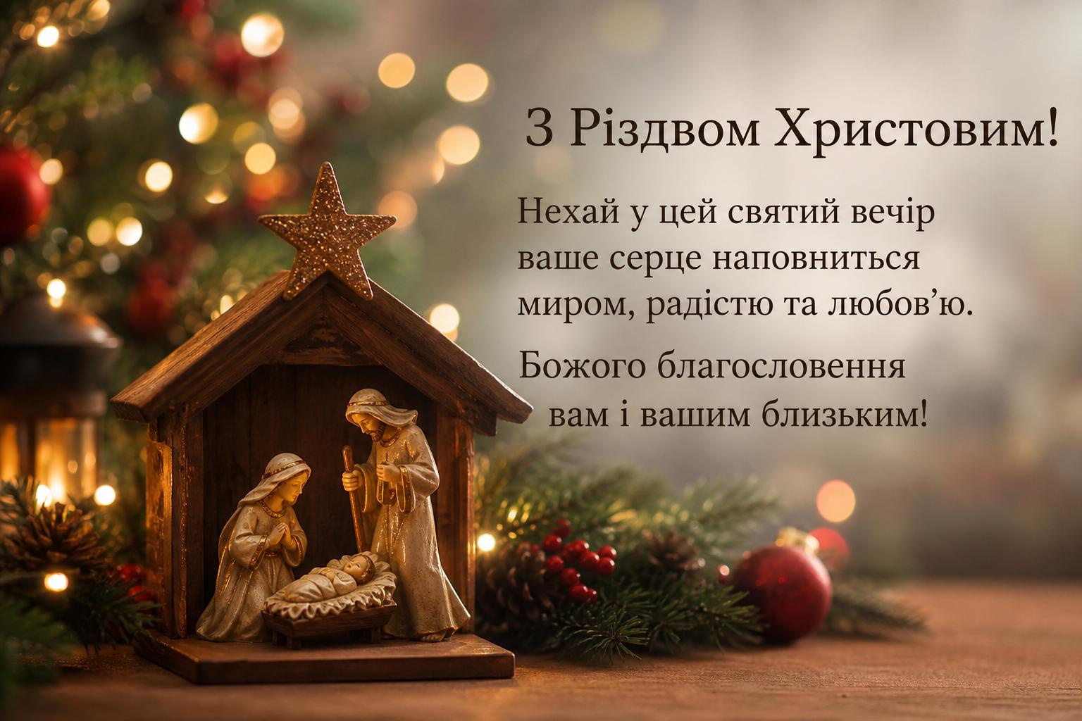 Привітання з Різдвом Христовим своїми словами на українській мові. Короткі побажання (для СМС)
