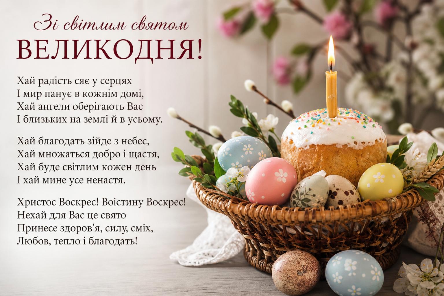 Привітання з Пасхою своїми словами на українській мові. Привітання у віршах