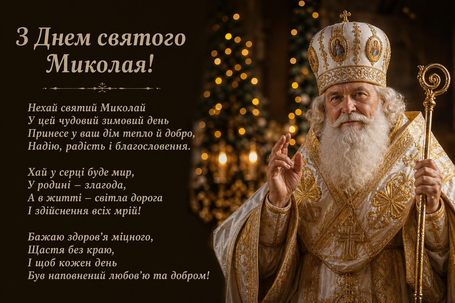 Привітання з Днем святого Миколая своїми словами на українській мові. Привітання у віршах