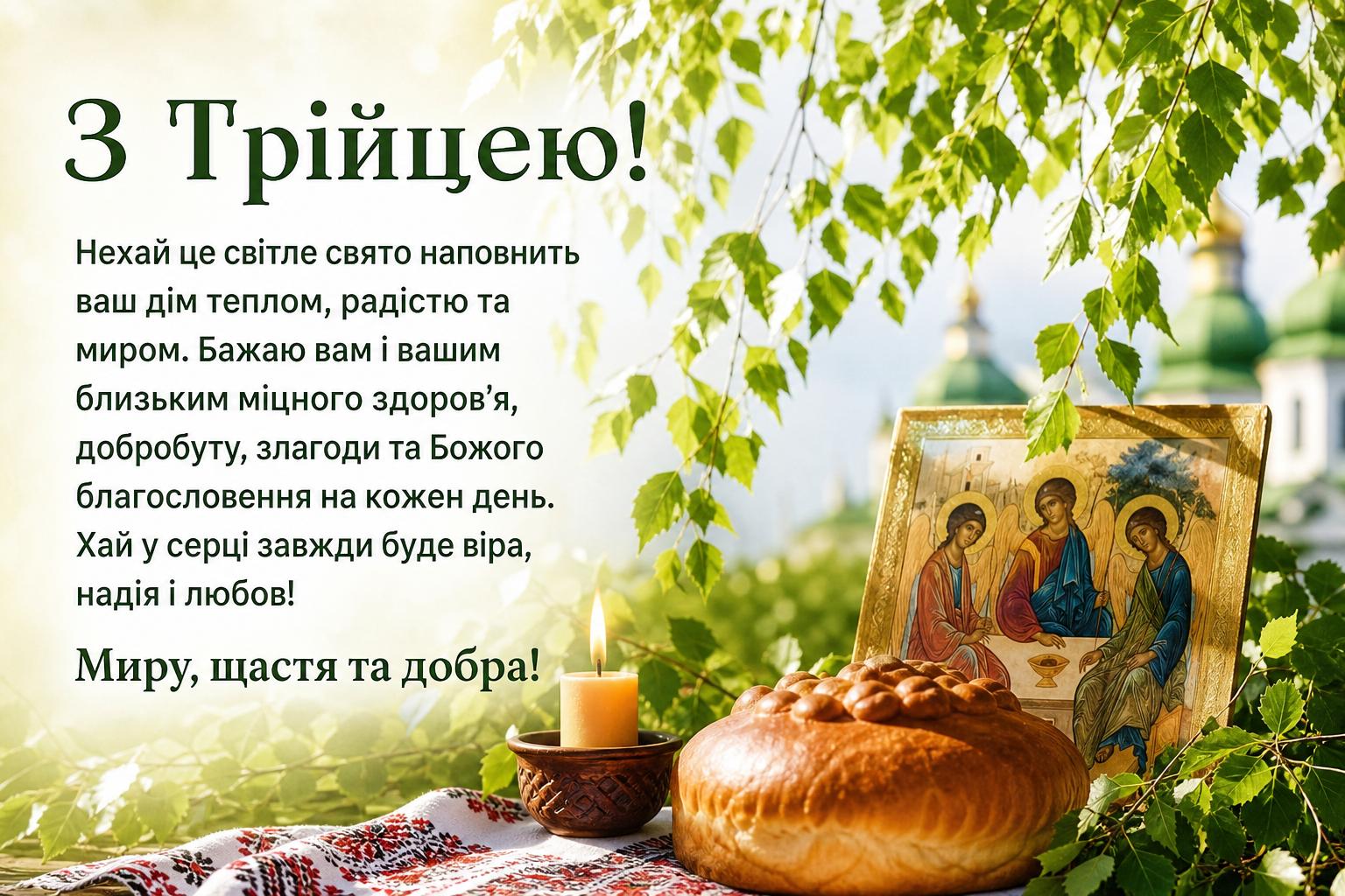 Привітання з Трійцею своїми словами на українській мові. Привітання у віршах (опціонально)