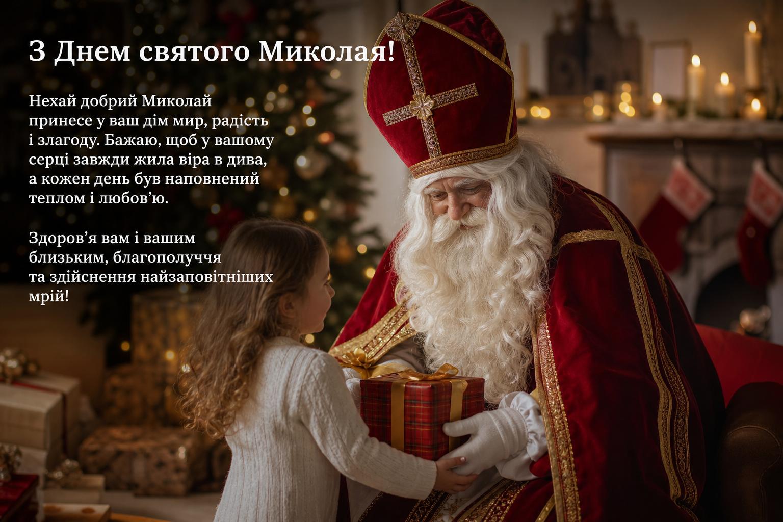 Привітання з Днем святого Миколая своїми словами на українській мові. Рівень тону