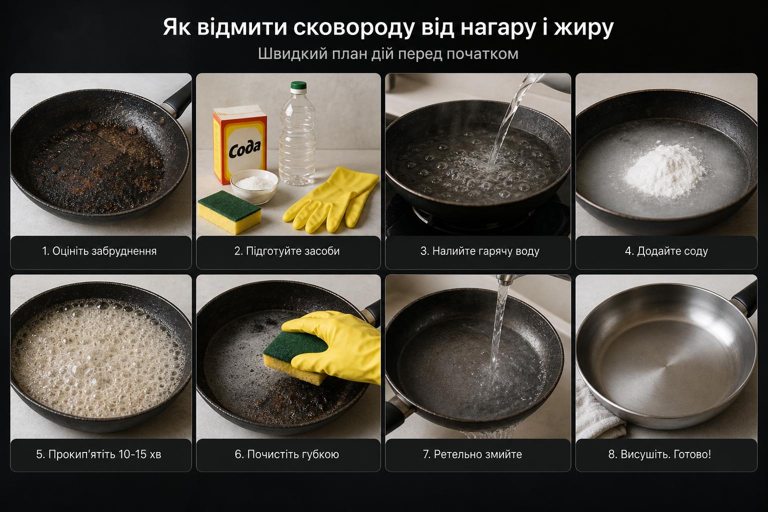 Як відмити сковороду від нагару і жиру. Швидкий план дій перед початком